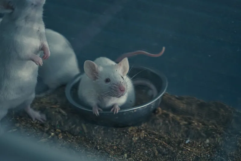 Två möss vid en skål
